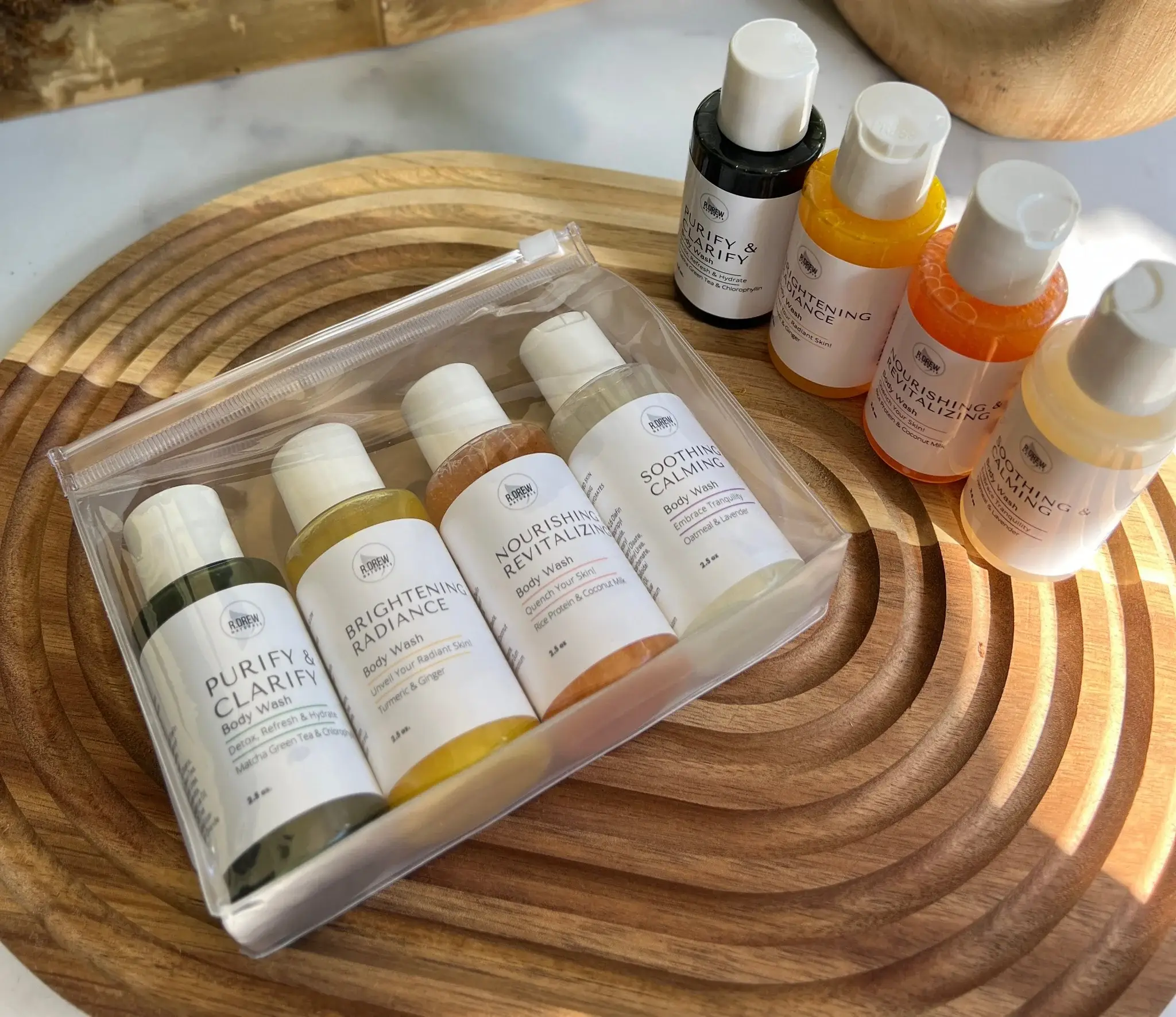 R. Drew Naturals, LLC – Engroshandel Kropssæbe/brusegel – Prøve - Rejsestørrelse Kropsvask Kollektion2