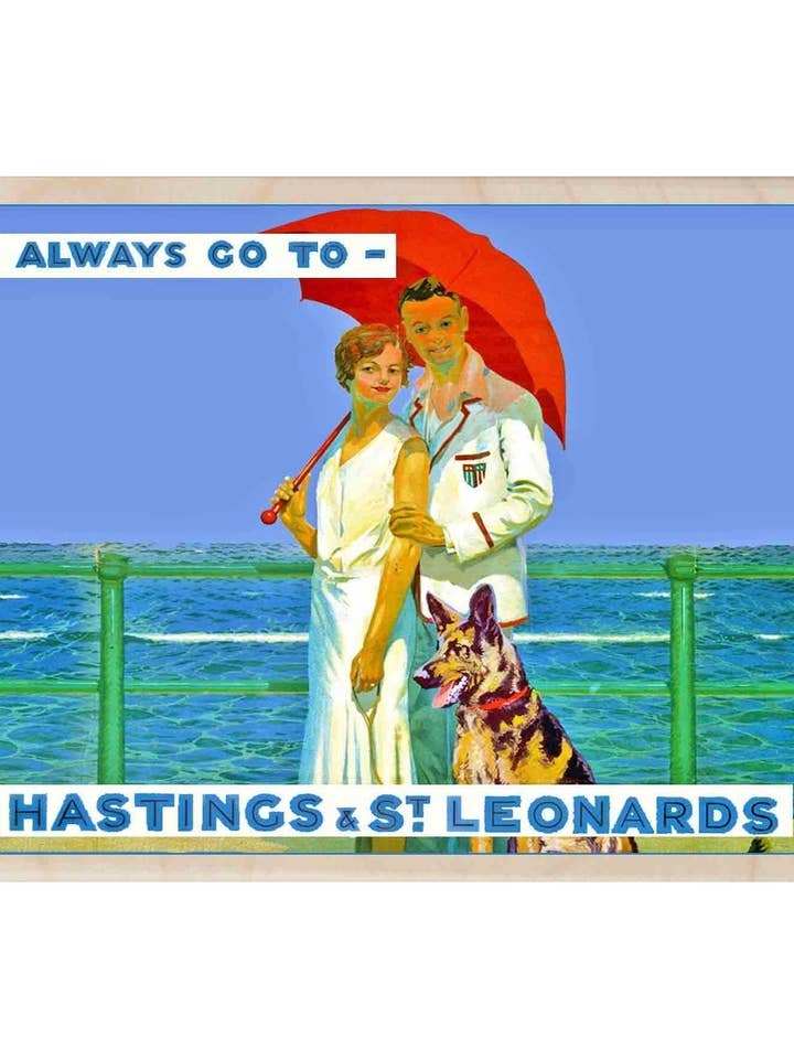 Hastings, Sussex - Carte postale en bois, aimant en bois pour la vente par THE WOODEN POSTCARD COMPANY