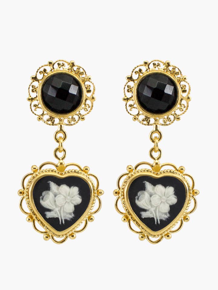 Boucles d'oreilles Camée Bouquet pour la vente par Vintouch Jewels