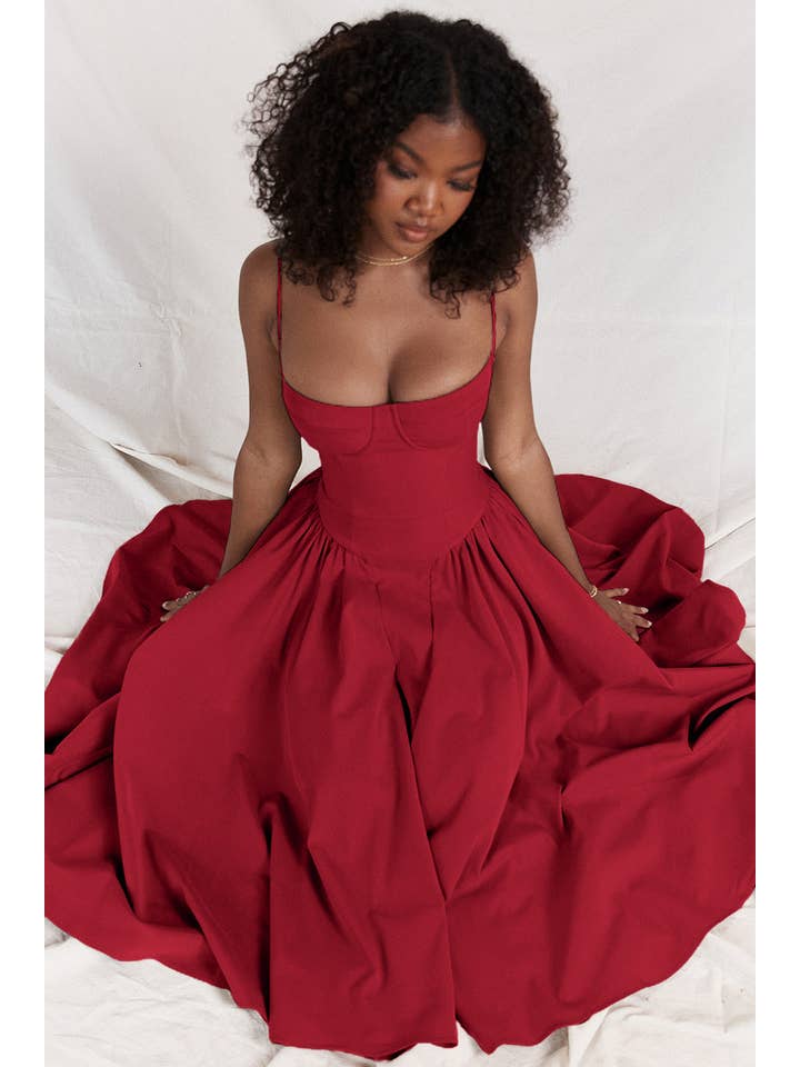 Sweetkama - Wholesale Dress - Women's - String Shoulder Solid & Floral Ladies Dress 255284