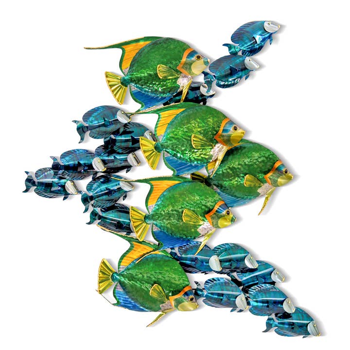 Angelfish School w/Tangs Vertical (ss/brass) for wholesale by T.I. Design