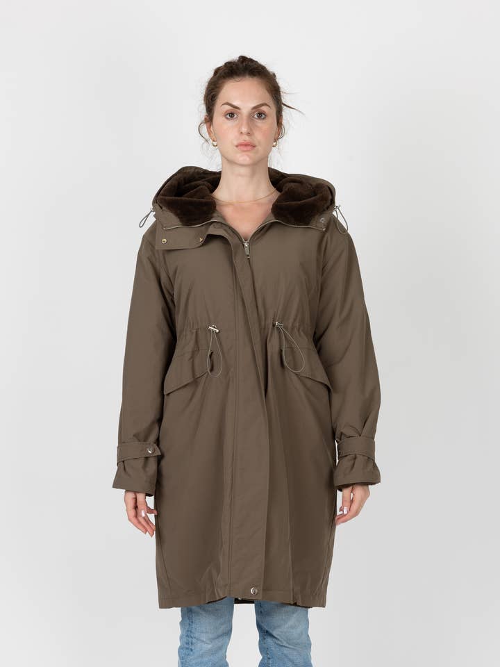 HOODED PARKA WITH FAUX FUR LINING for wholesale by KZELL PARIS