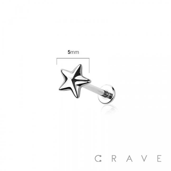 CRAVE - Wholesale Stud/Post Earrings - STAR PUSH IN TOP 316L SURGICAL STEEL LABRET SET1