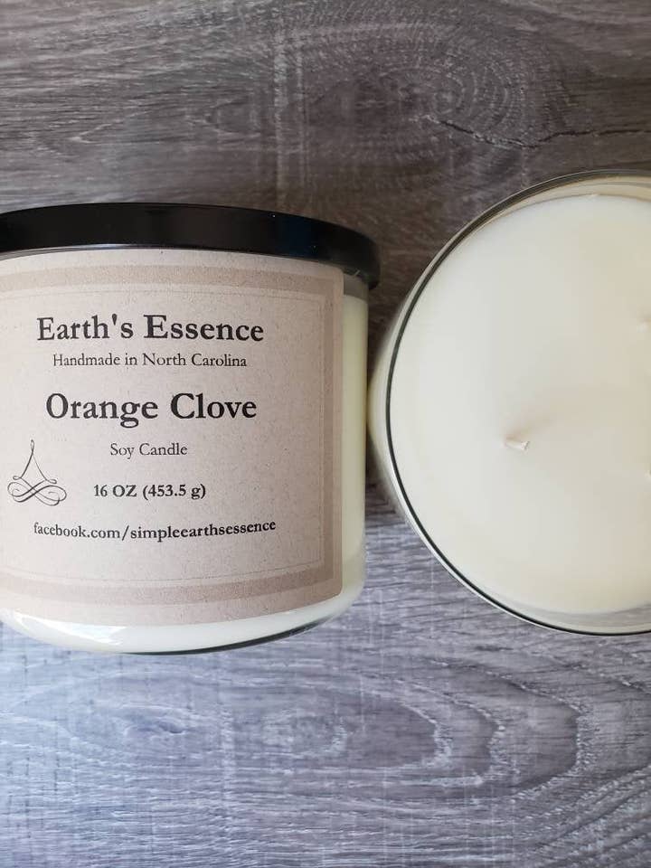 Orange Clove 16 oz 3-Wick Soy Candle for wholesale by Earth's Essence