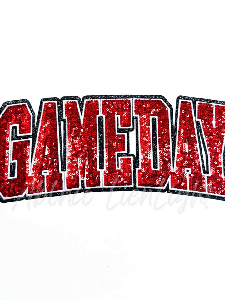 Red Game Day Varsity Sequins Patch for wholesale by ABLNco