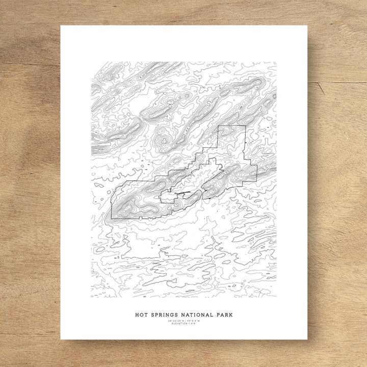 Hot Springs National Park Topografische kaart Kunst Poster afdrukken voor wholesale door Topographia Design