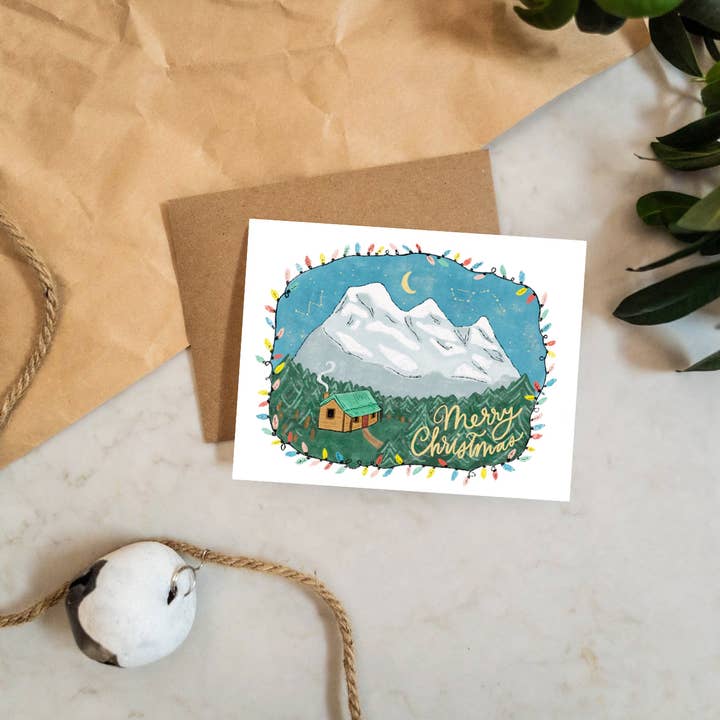 Three Sisters Mountain Cabin God Jul för wholesale av Clara Cecilia Design