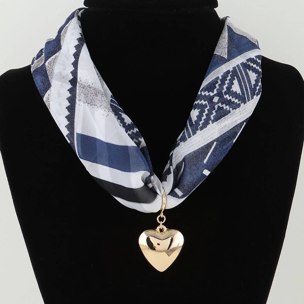 3AM BY H&D ACCESSORIES – Großhandel Kette mit Anhänger/Charm – Herzanhänger Stoffwickel-Halskette1