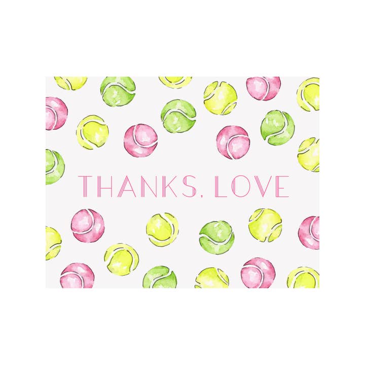 Thanks Love Tennis Note Card for wholesale by Brake Ink Stationery
