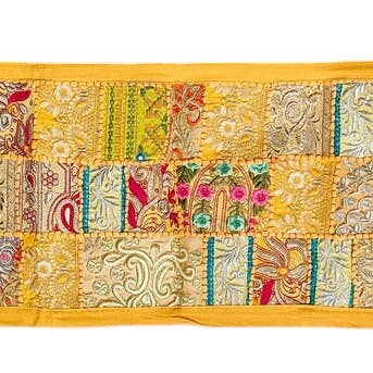 KHC – wholesale Table runner – Indian Vintage Patchwork Yellow Embroidered Table Runner