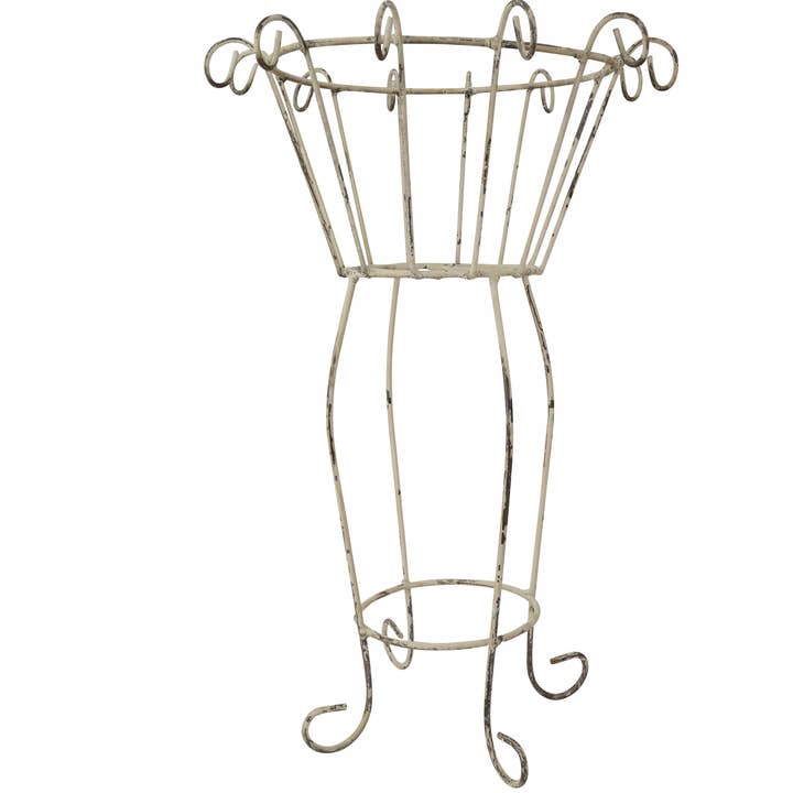 My Amigos Imports - Wholesale Plant Pot - Wesley Farmhouse Iron Planter Garden Basket-10x15 inch-White
