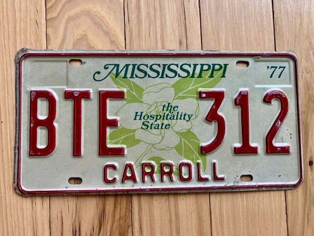 1977 Mississippi Carroll County License Plate for wholesale by RusticPlates
