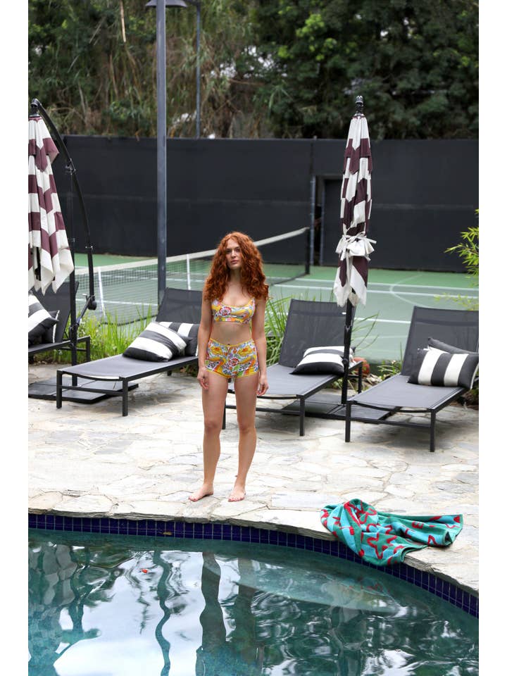 Laurel Canyon Tennis Club - Wholesale Swim Bottoms - Women's - Melty Racquet Floral Printed Tennis Bikini Bottoms11