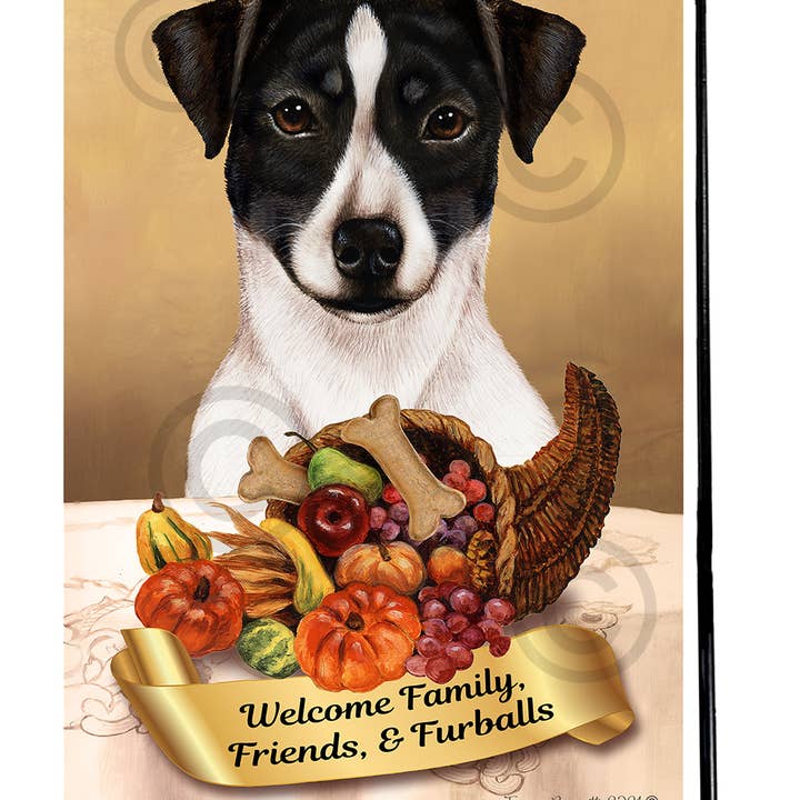 Pet Gifts USA, LLC – wholesale Flagga – Rat Terrier Svart & Vit beskurna Thanksgiving - Trädgård...