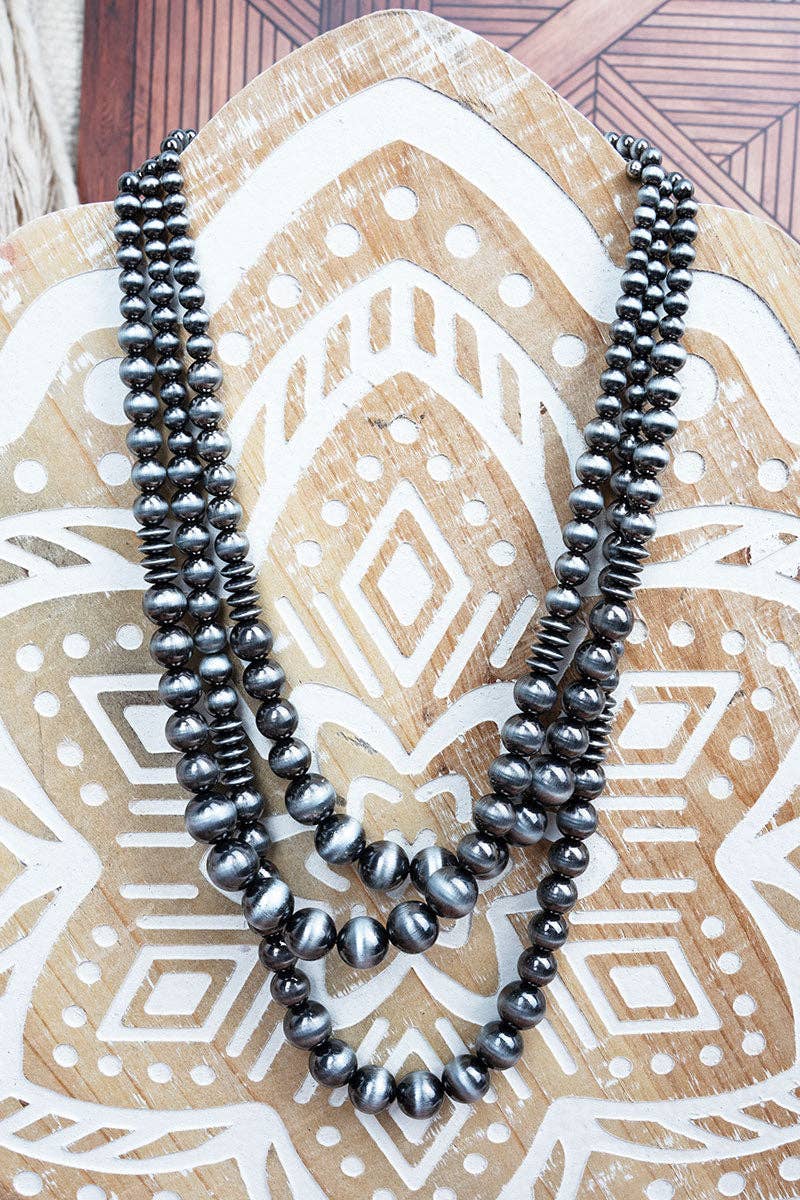 Wholesale Accessory Market - Wholesale Beaded/Pearl Necklace - Viola Cheyenne Layered Silver Pearl Necklace