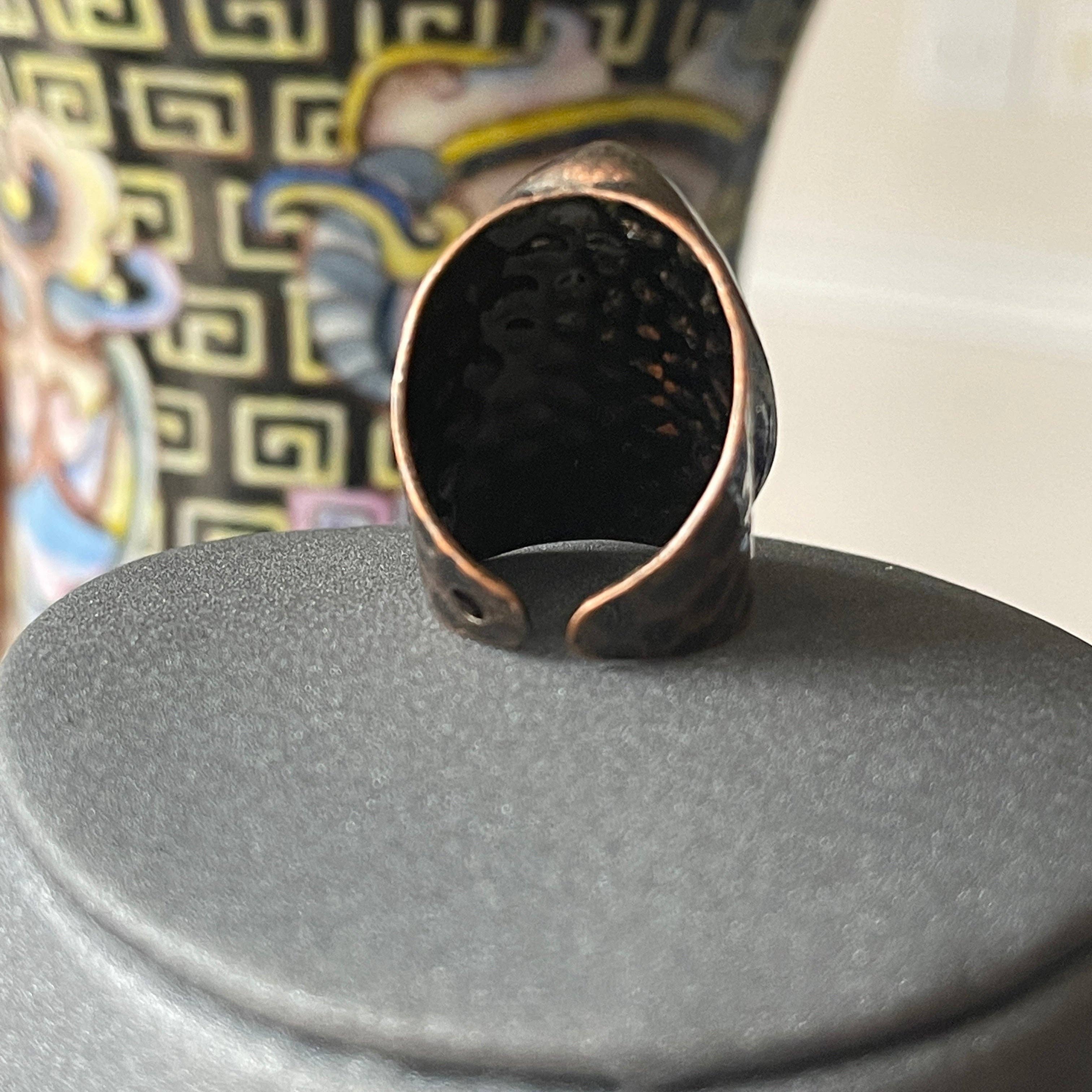 Peace Love Bling - Wholesale Cocktail/Statement Ring - Antique Copper Labradorite Shield Statement Ring3