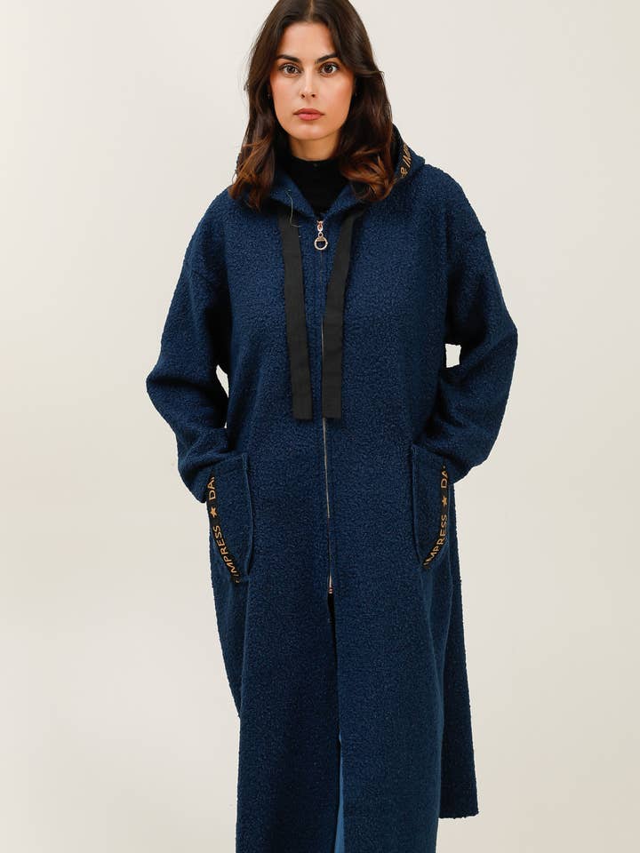 AH 21283 - Long Coat in Bouclé Fabric for wholesale by Lucky Nana