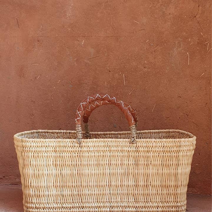 HandmadeBestSeller – wholesale Basket – Reed Storage baskets - leather handles