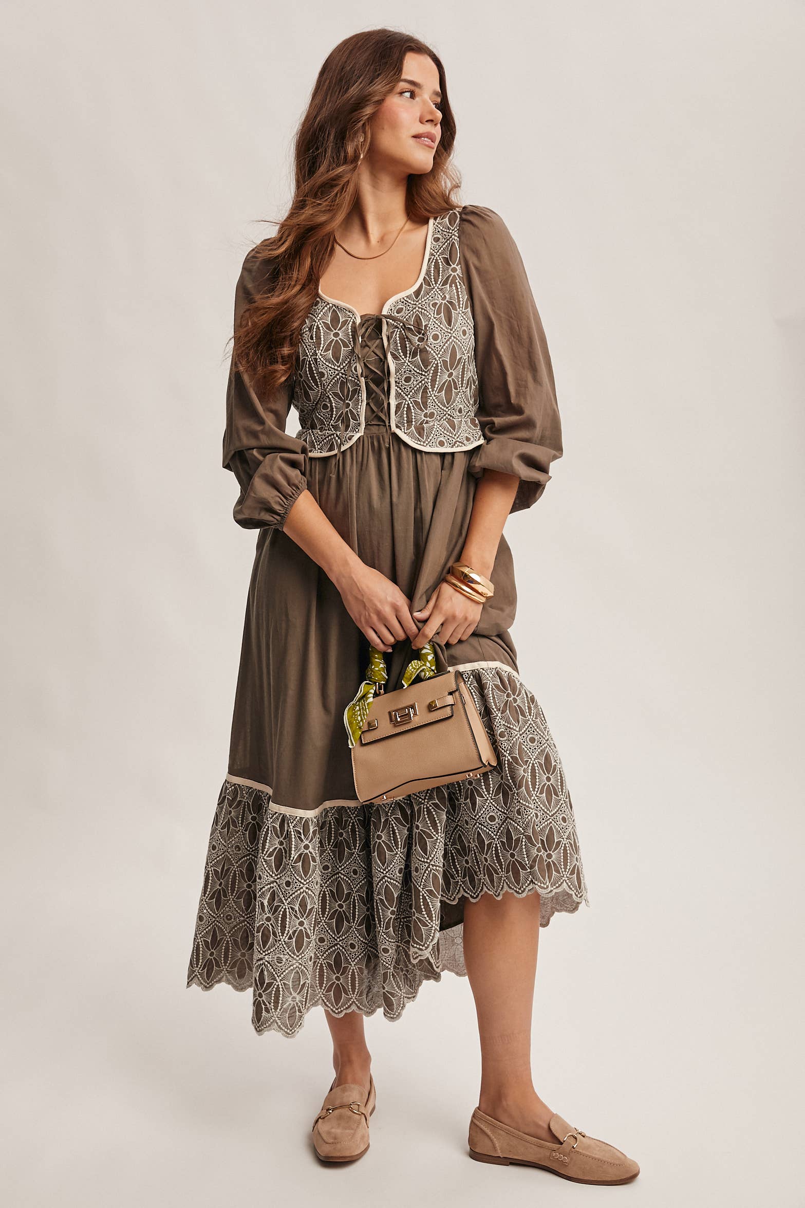 Forte - Wholesale Dress - Women's - Embroidered Bodice Maxi Dress FD002011