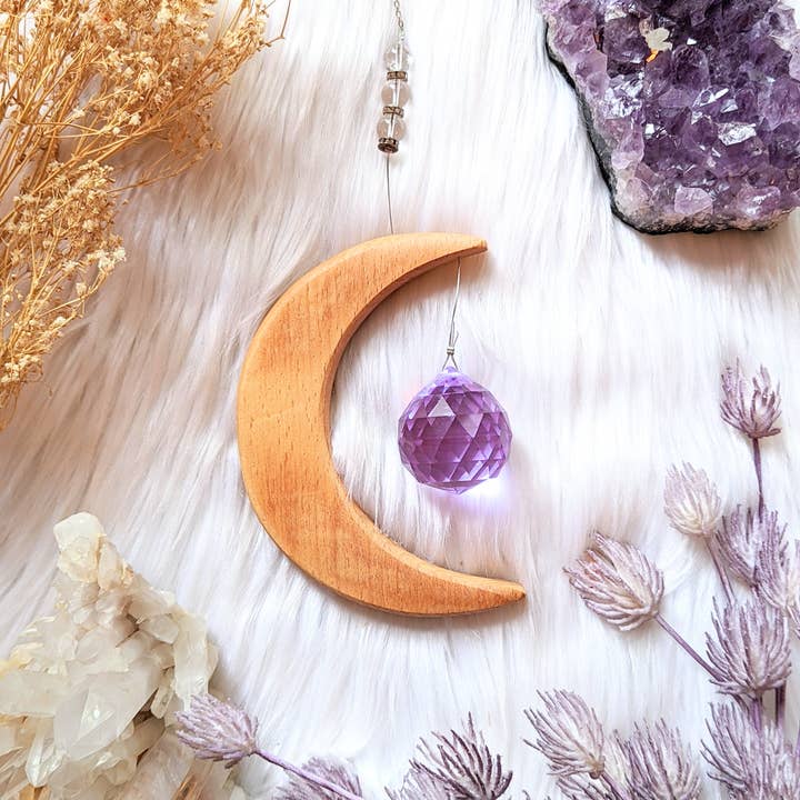 Goddess Provisions – wholesale Suncatcher – Crystal Moon Prism, Rainbow maker, Wall hanging, Sun catcher