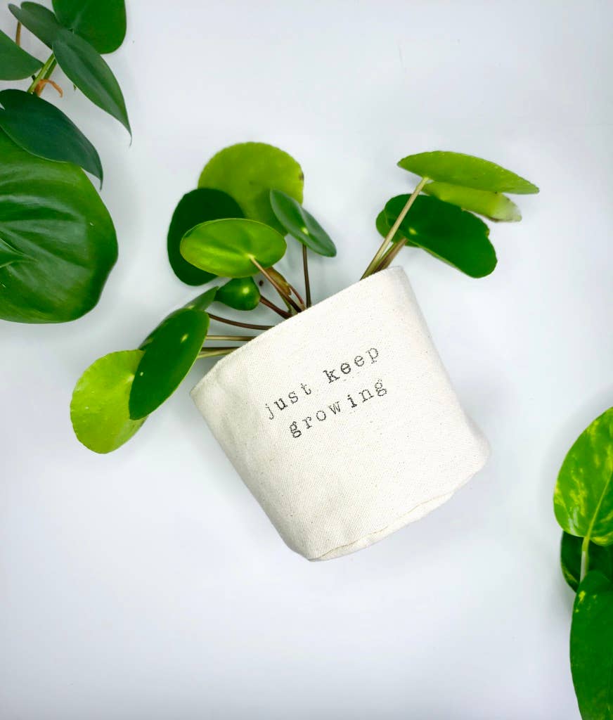 Leaf and Root Co. - Wholesale Plant Pot - Just keep growing Canvas Plant Pot Cover1