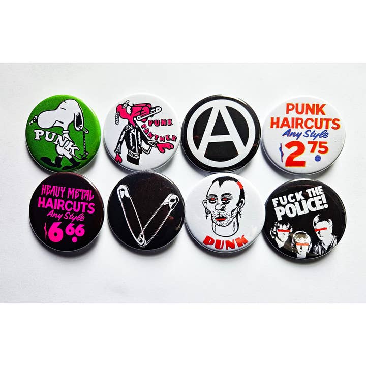 Punkrock Buttons, Magneten en Flesopeners Set 01 voor wholesale door Flip The Record