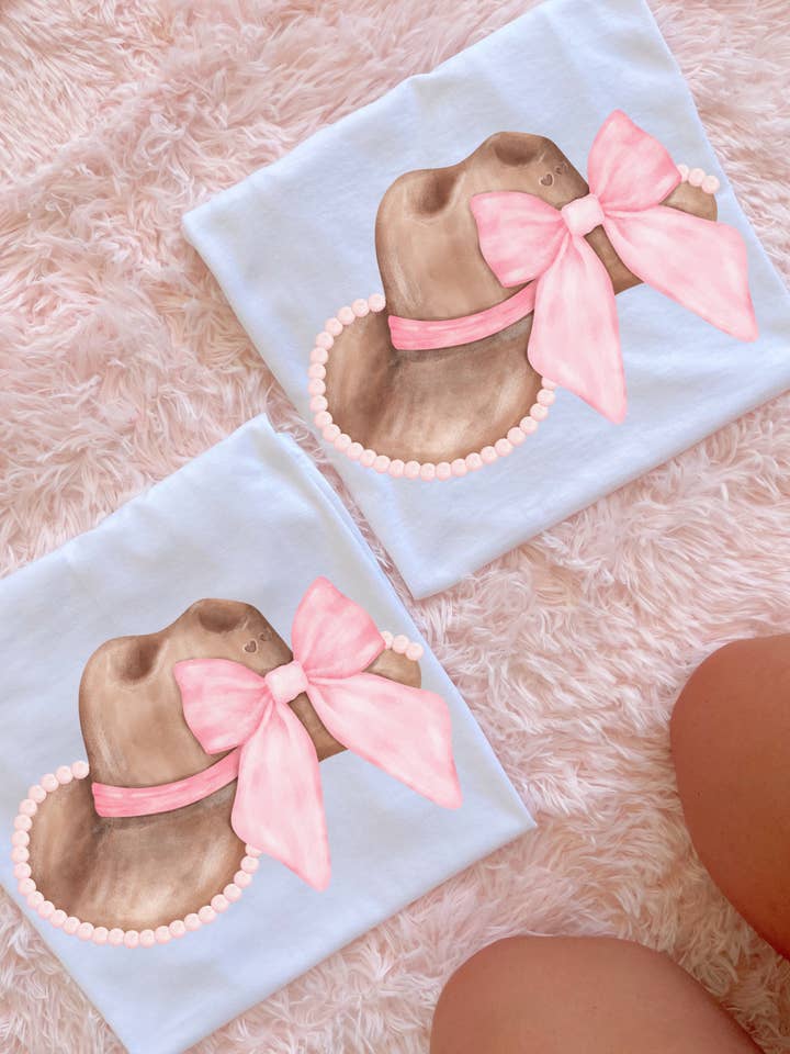 Cowgirl Hat Bow Short-sleeve Tee for wholesale by Front Porch Boutique