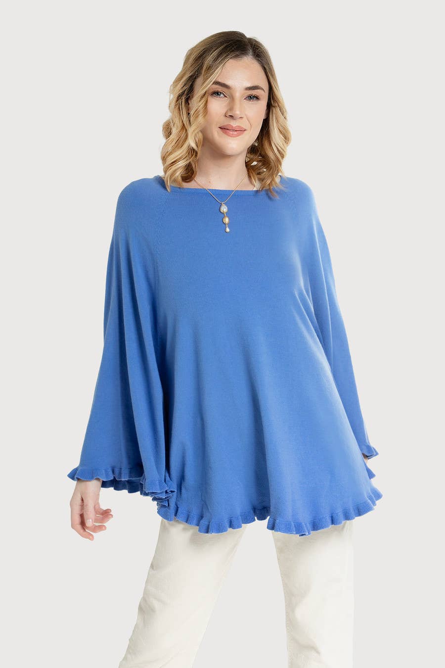 SAACHI - Wholesale Poncho - Women's - Talia Ruffled Hem Poncho Sweater6