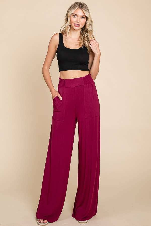 Culture Code - Wholesale Pants - Women's - CAP1848 - SMOCKING WAIST WIDE POCKET PANTS17