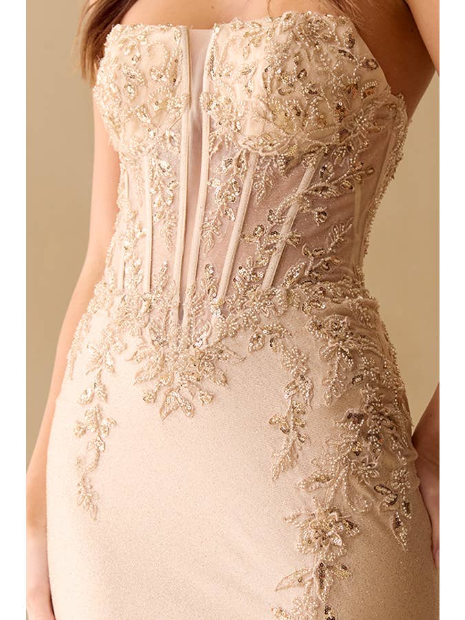 Babyfox Apparel - Wholesale Gown - Women's - Strapless Embellished Glitter Sparkle Sheath Dress12