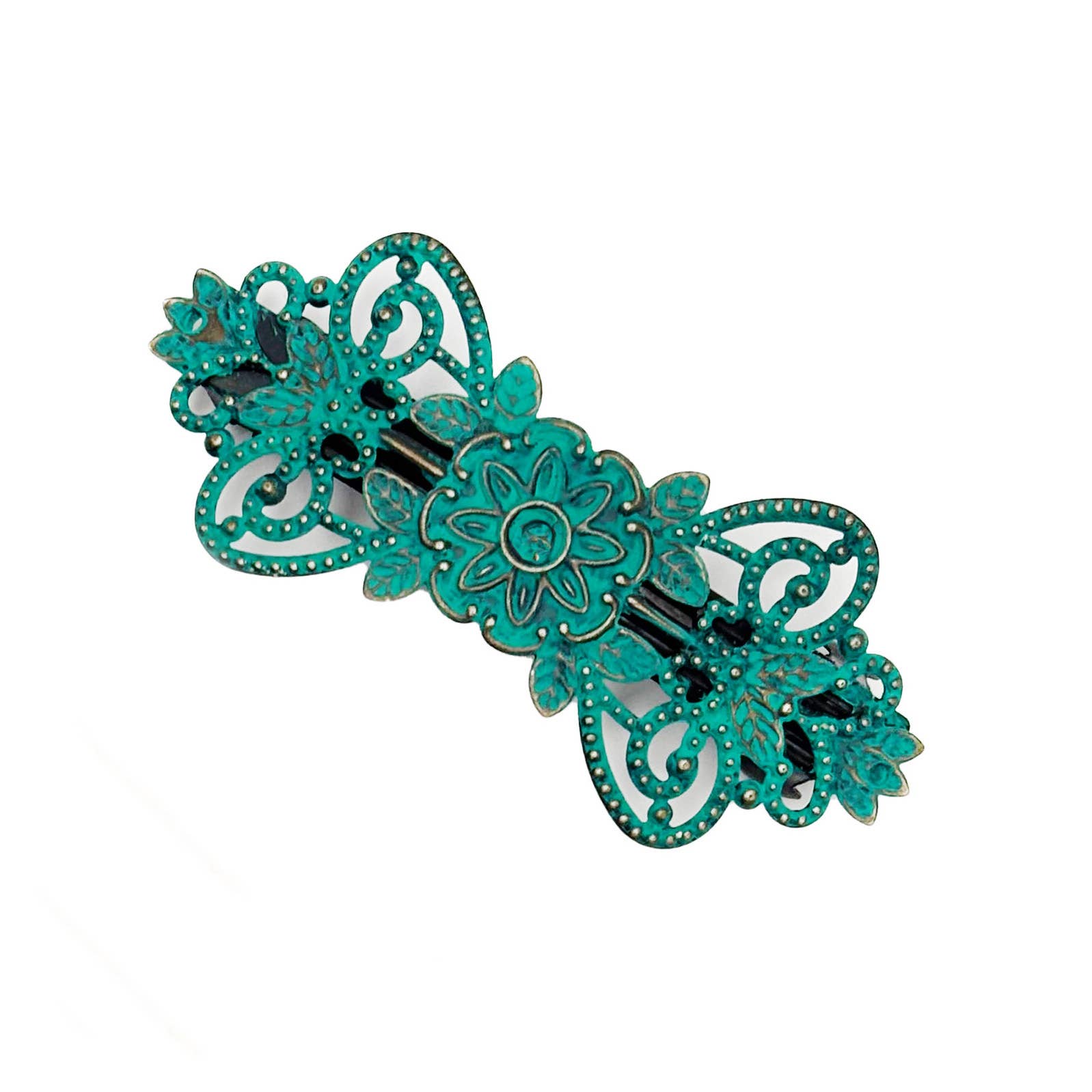 Gleeful Peacock - Wholesale Barrette - Women's - Beginnings Barrette - Hand-Painted Vintage Western0