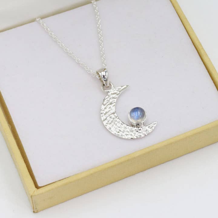 Jay Jools - Wholesale Pendant/Charm Necklace - Rainbow Moonstone Pendant: 925 Silver Half Moon Gems Jewelry7