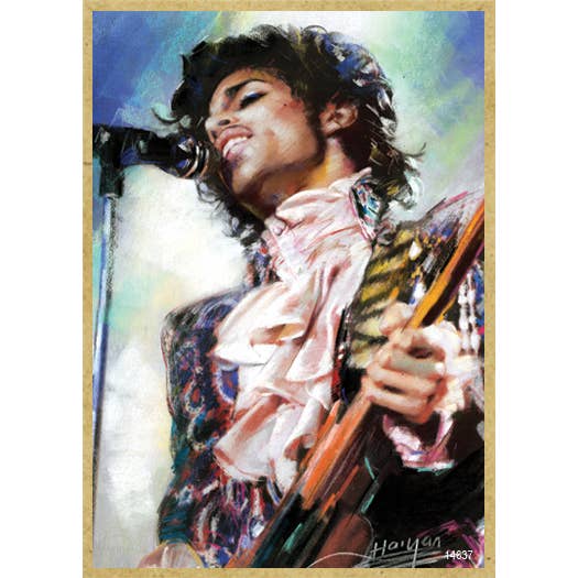 Prince singing and holding a guitar (full color) for wholesale by SJT Enterprises, Inc.