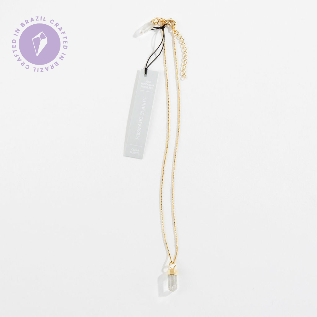 GeoCentral - Wholesale Pendant/Charm Necklace - Mini Crystal Pendulum Necklace: Clear Quartz (From Brazil)1