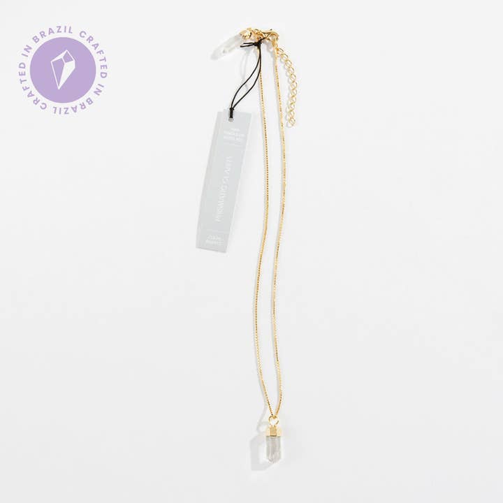 GeoCentral - Wholesale Pendant/Charm Necklace - Mini Crystal Pendulum Necklace: Clear Quartz (From Brazil)1