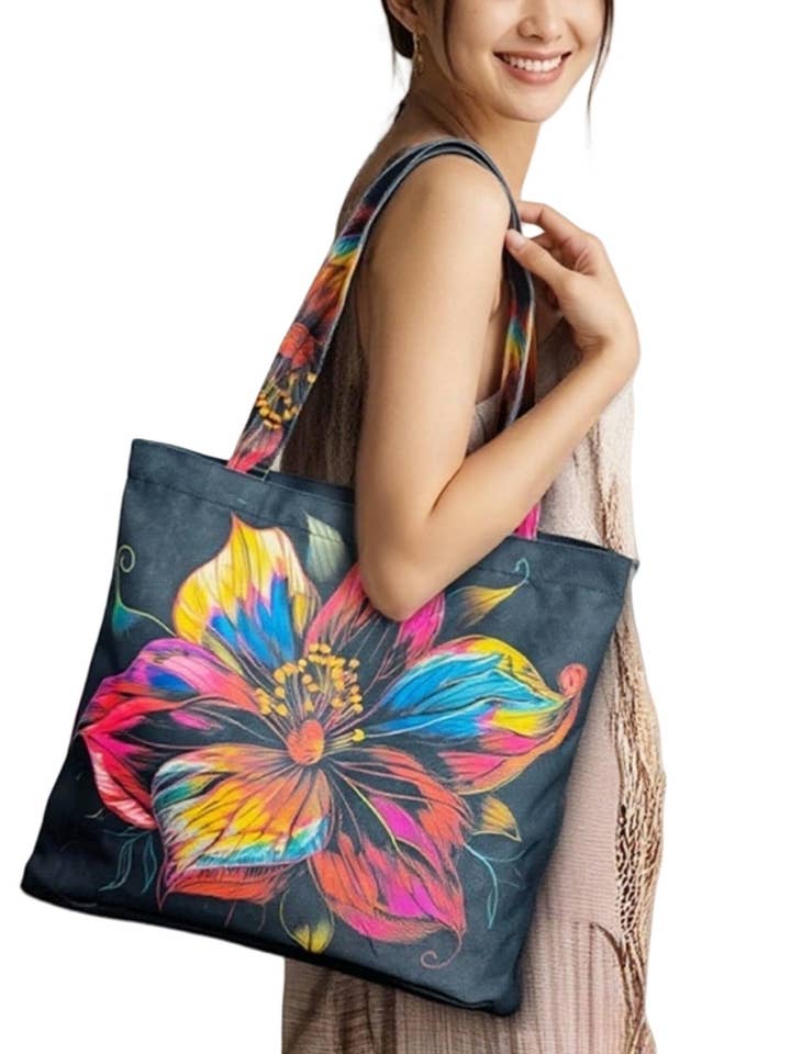 JCFB0065 Svart-Multi Blommig Premium Väska för wholesale av JC Sunny Fashion