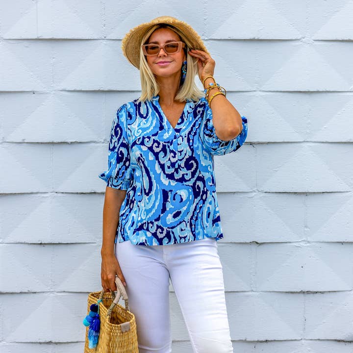 SS Lizzy Oberteil V-Ausschnitt Puffärmel Luftiger Frühling für den Großhandel von La Mer Luxe