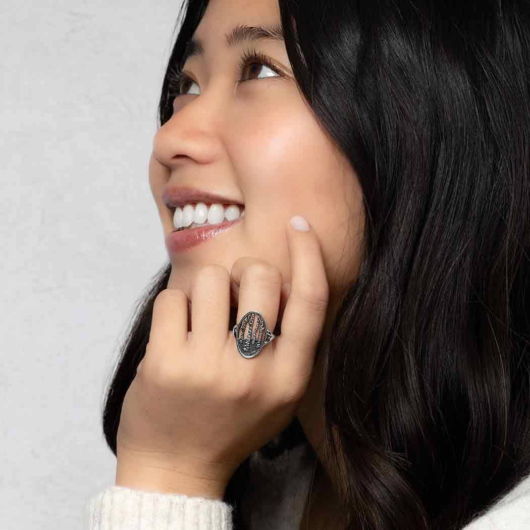 Nina Designs - Wholesale Cocktail/Statement Ring - Sterling Silver Birch Forest Oval Ring1