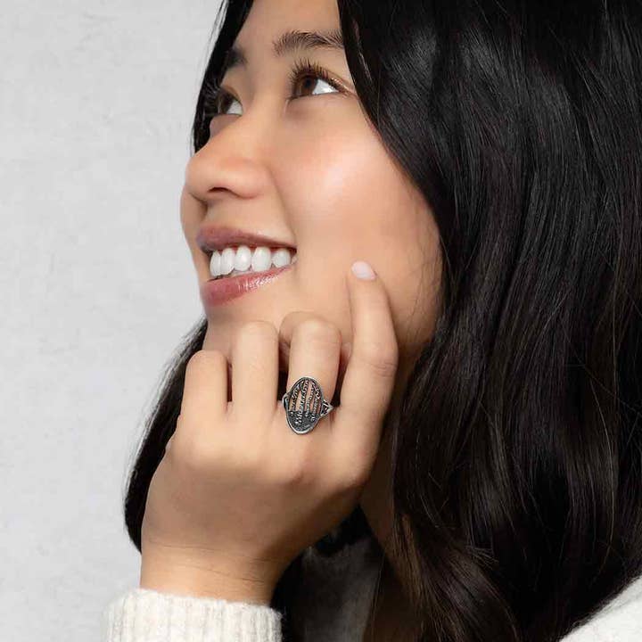 Nina Designs - Wholesale Cocktail/Statement Ring - Sterling Silver Birch Forest Oval Ring1