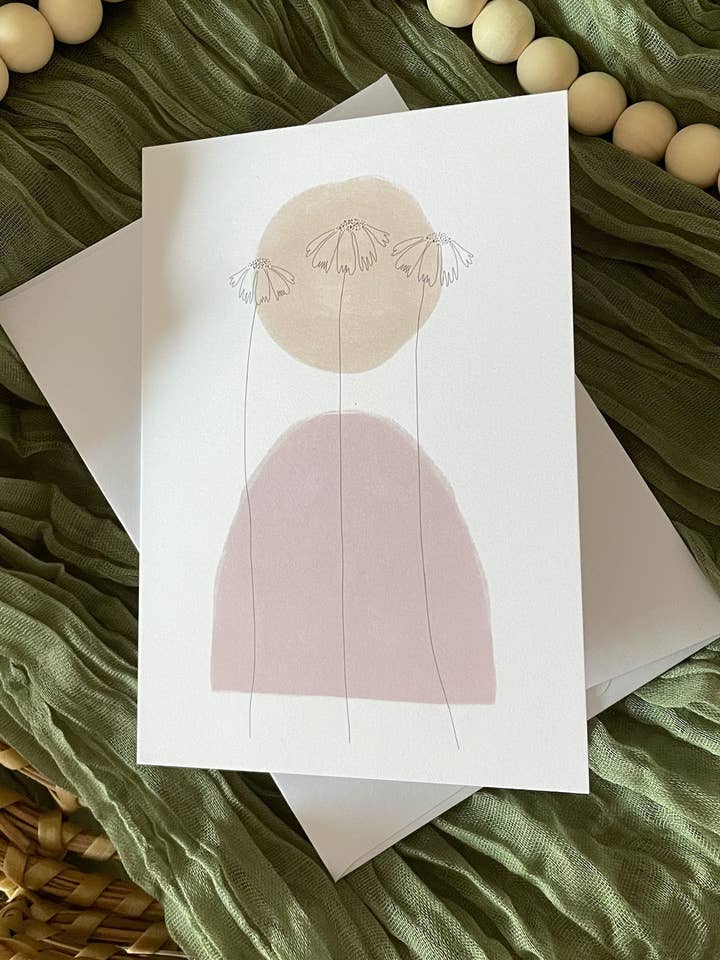 Carte de croquis floral abstrait pour la vente par Daisy & Joy Design