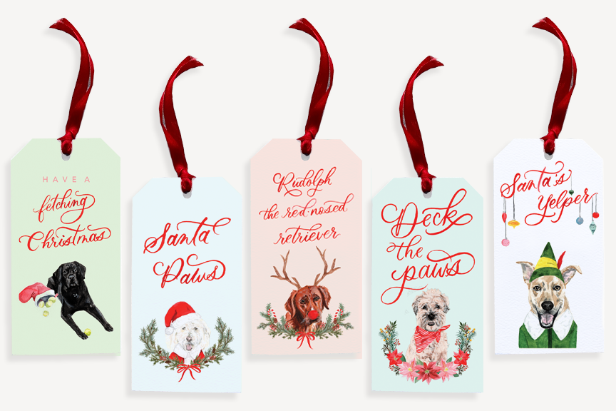 The Scribblist - Venta al por mayor Etiquetas de regalos - Etiquetas de regalo colgantes navideñas para perros navideños, juego de 100
