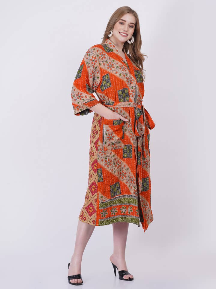 Wevez - Wholesale Robe - Women's - Wholesale Lot Printed Vintage Kantha Jacket Robe for Women 6