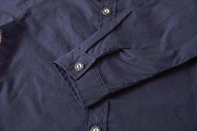 Fennco Styles - Wholesale Button Down Shirt - Kids - Navy Blue Cotton Button-Down Shirt – Baby & Toddler5