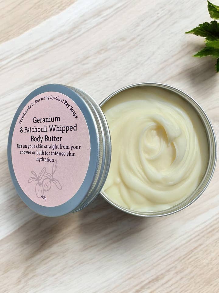 Geranium and Patchouli Whipped Body Butter, Natural & Vegan for wholesale by Lytchett Bay Soaps