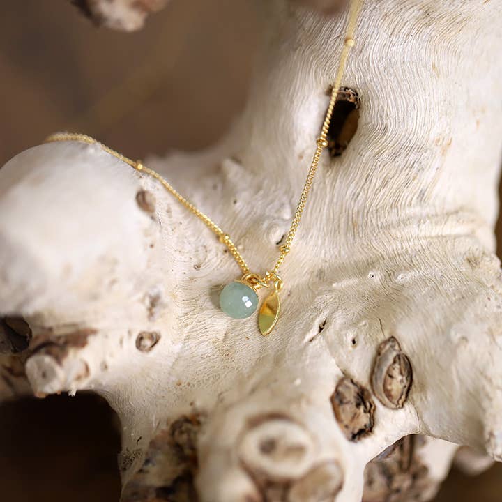 Colar com Pingente de Aventurina em Prata 925 Banhada a Ouro 18ct por atacado de MOONSOON