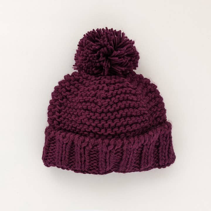 Huggalugs - Wholesale Beanie - Kids - Plum Garter Stitch Beanie Hat SALE