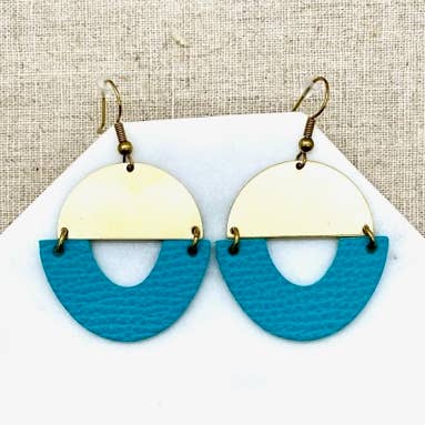 Genuine Leather and Brass Dangle Earring for wholesale by Cadorah