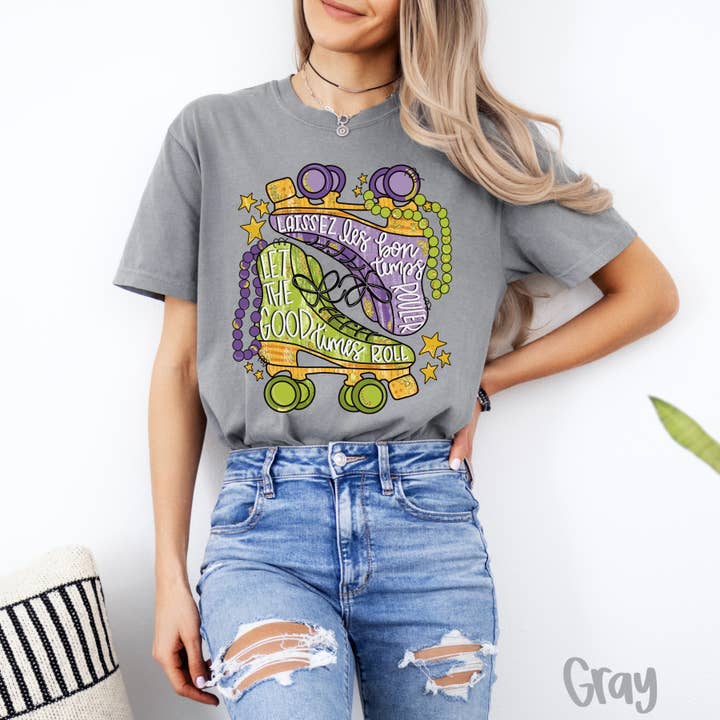 Painted Skies - Wholesale T-Shirt (Graphic) - Women's - Let The Good Times Roll Trendy Mardi Gras Adult Tee2