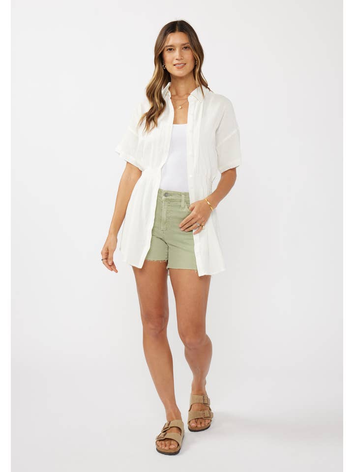 Lovestitch - Wholesale Tunic - Women's - Sheer Drop Shoulder Button Down Smocked Tunic6