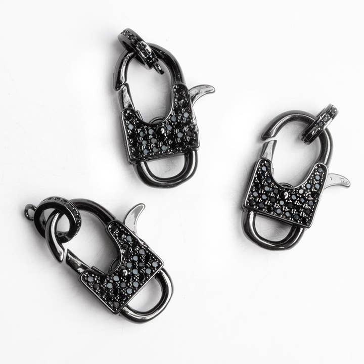 Gunmetal Tone Brass CZ Pave Lobster Clasp 1 Piece for wholesale by The Bead Traders